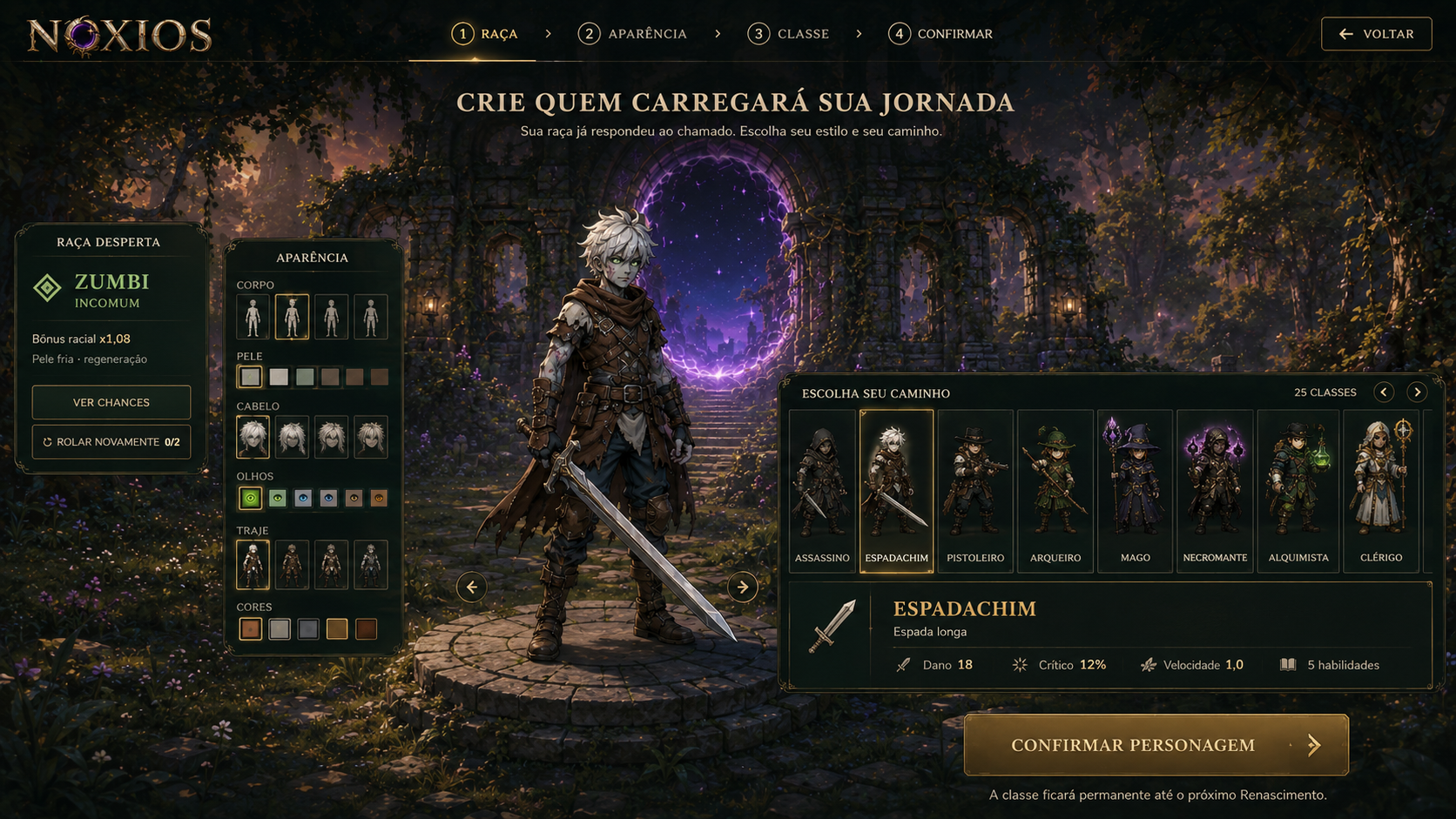 Criação de personagem